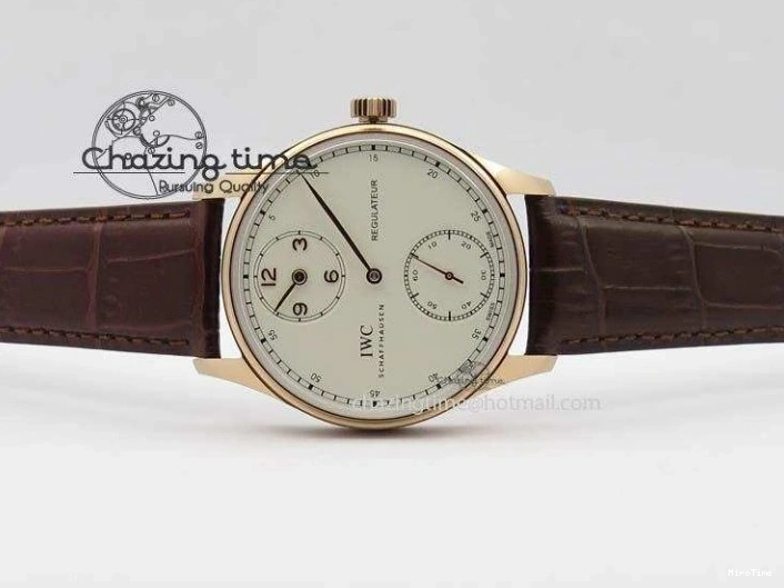 MIROTIME 0513 GoAnywhere Portuguese IW5444 RG White Dial RG Numbers On Brown Leather Strap A 7253
